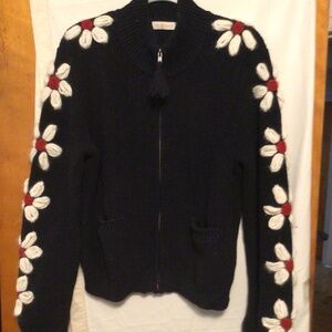 Tory Burch bold embroidered flower at the sleeve unique pattern SZ XL /TG